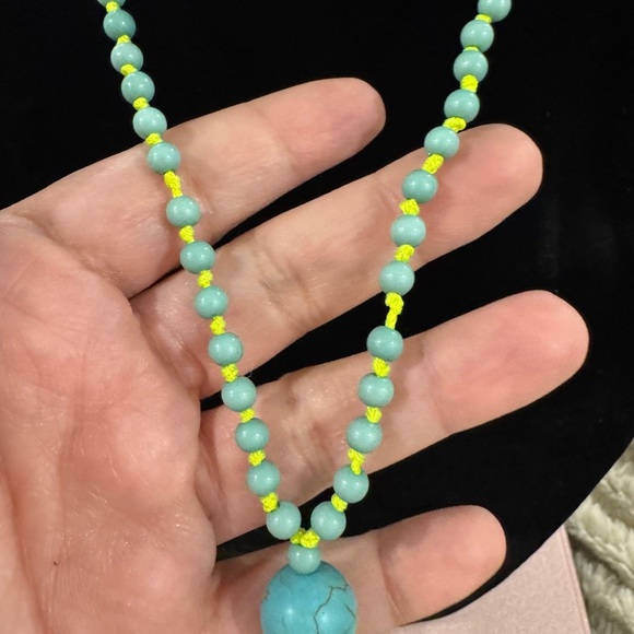 Turquoise Beaded Necklace with Yellow Tassel – 17” Strand - NWOT - Picture 4 of 4
